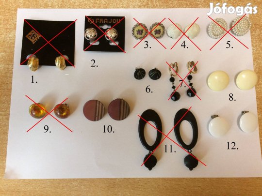 Retro női klipszek 6 pár