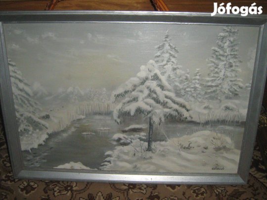 Retro olajvászon festmény Kövesdi János 1989