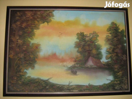 Retro olajvászon festmény szignóval 75x105cm