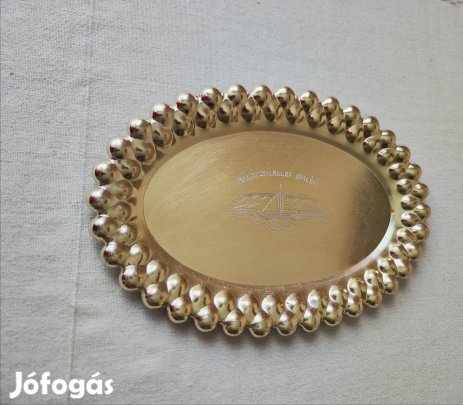 Retro ovális alumínium tálca ,,Balatonlellei emlék" felirattal