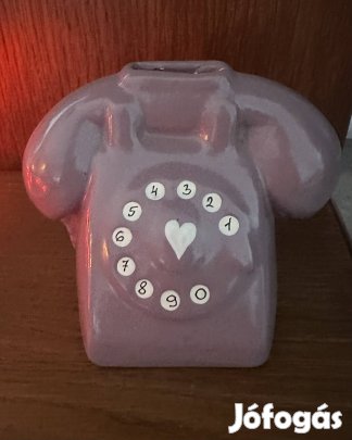 Retro piros és lila színű, kerámia telefon persely eladó Budán! 
