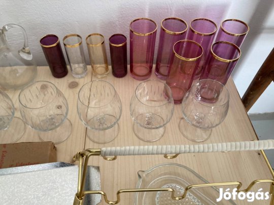 Retro poharak, evőeszköz, porcelán