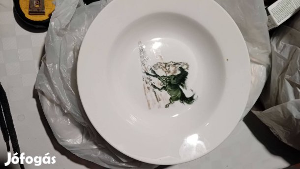 Retro porcelán lovas tál tányér tálca