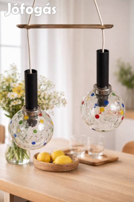 Retró pöttyös üvegbúrás dupla lámpa