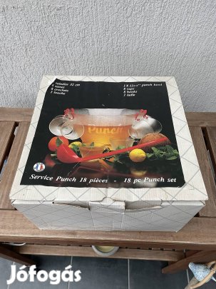 Retro puncsos készlet, pohár és tálak soha nem használt eladó! 