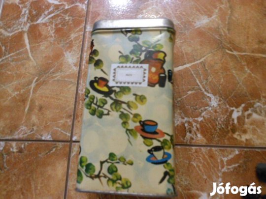 Retró régi cukortároló fémdoboz pléhdoboz 18,5x9cm