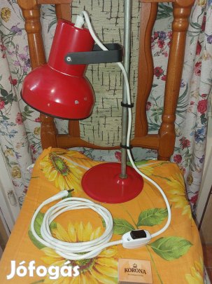 Retro régi piros íróasztal lámpa Elektrofém ISZ Hódmezővásárhely