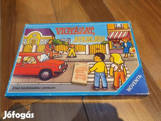 Retro ritka vigyázz átkelés közlekedési társasjáték hiánytalan dobozáb