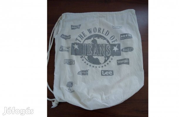 Retró ritkaság Jeans logós szövet táska, sportzsák, hátizsák, 45x50x30