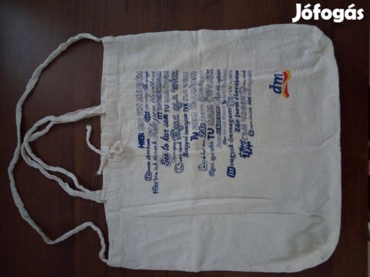 Retró ritkaság, "dm" logós szövet bevásárló táska.45x42cm Németo.1997