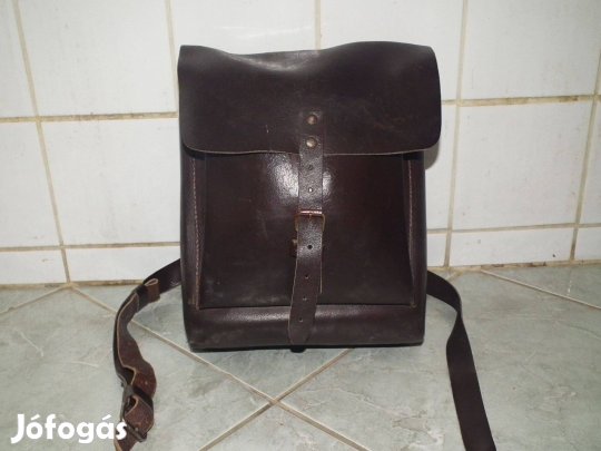 Retró sötétbarna katonai táska bőrtáska bőr táska válltáska