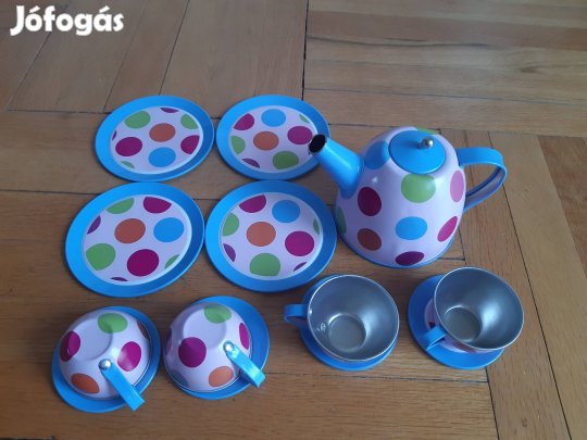 Retro stilusú fém gyerek kávéskészlet, teáskészlet