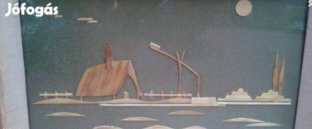 Retro szalma kép tájkép fa képkeret