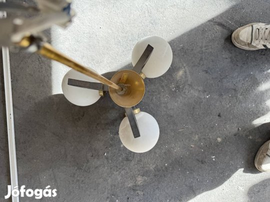 Retro szarvasi 3 ágú mennyezeti csillár üvegbúrával