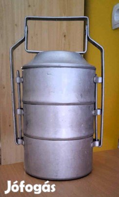 Retro szép állapotú 3 részes alumínium éthordó