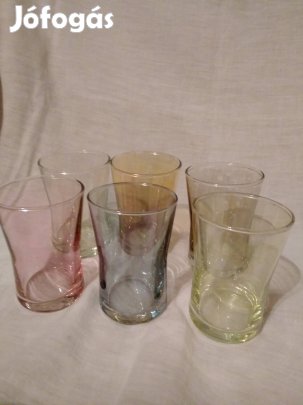 Retró,színes lüszteres boros üvegpoharak Xl.kerületben eladó