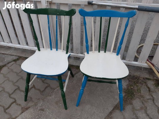 Retro színre festett nehéz tömörfa étkezőszék 2db