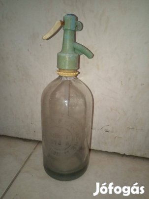 Retro szódásüveg Brunner Ferencné Szikvízgyára Budapest felíratos