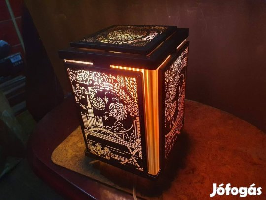 Retro szovjet varázslatos forgó asztali lámpa fém és üveg kombináció