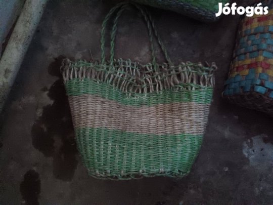 Retro táska régi cekker , boltbajáró szatyor ,házi szövés