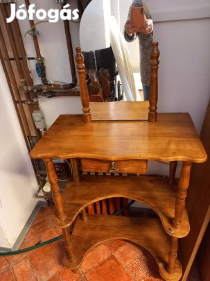 Retro tükrös faragott fa fésülködő pipere asztal