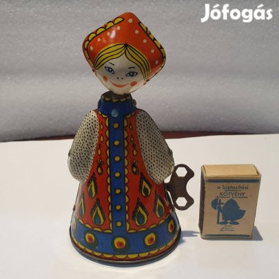 Retro újszerű működő lemezárugyári játék felhúzós táncoló cccp matrjos