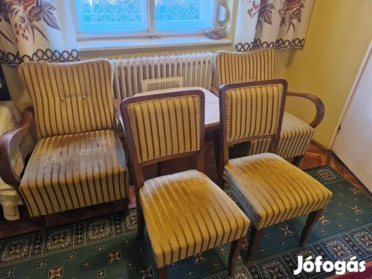 Retro ülőgarnitúra és márványlapos dohányzóasztal