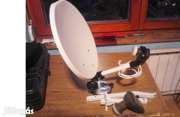 Retró utazó TV műhold vevő készlet kofferben!