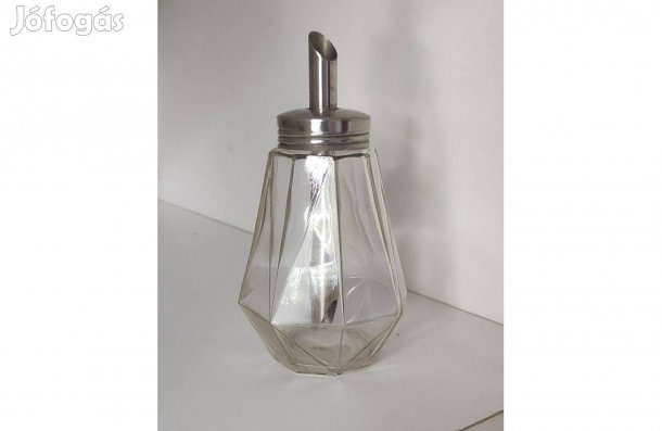 Retró üveg cukorszóró fém tetővel