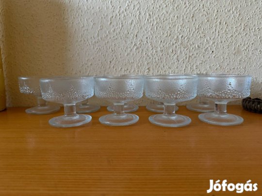 Retro üveg kehely szett 9 db (desszert / pezsgő / fagyi pohár)