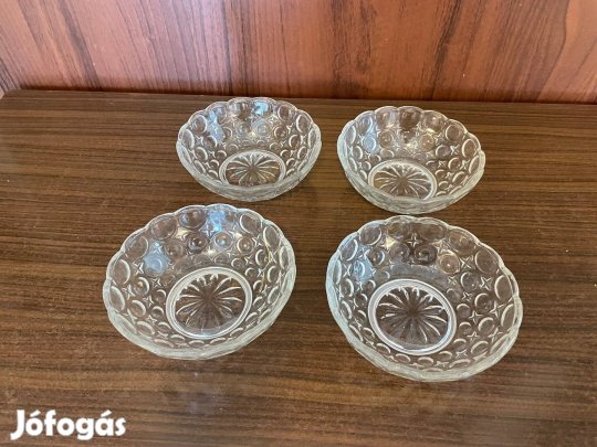 Retro üveg kompótos, salátás tál 4 db
