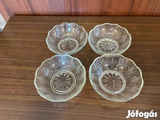 Retro üveg kompótos tányér 4 db