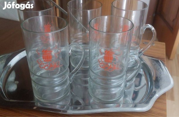 Retró üveg-korsók (5 db.)