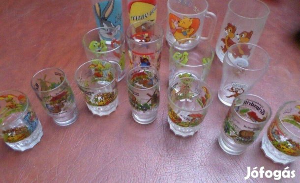 Retro üveg pohár gyerek minta