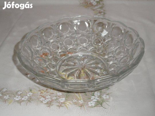 Retro üveg salátás tál, kínáló