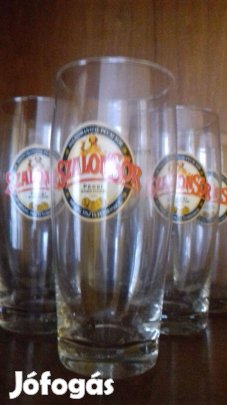 Retro üveg sörös pohár készlet Szalon Sör 6db