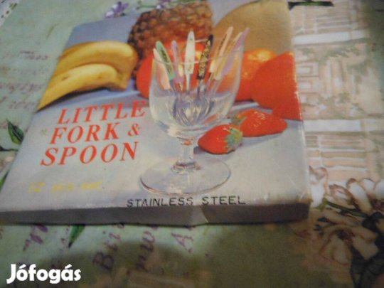 Retró vadi új cuki mini villácska kanálka 6személyesszett bólés sütis