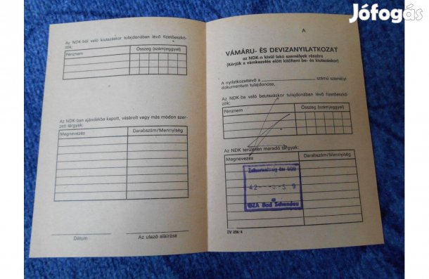 Retro vám és devizanyilatkozat NDK-n kívül lakó személyeknek