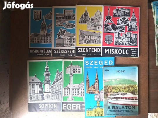 Retró várostérképek Eger, Sopron, Székesfehérvár, Szentendre,Balaton
