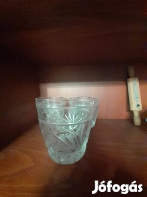 Retro vastag fagylaltosüveg pohár csiszolt mintával 3db