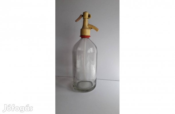 Retro vastag falú fehér szódás üveg 1 liter