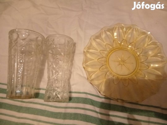 Retro váza és üvegtálca