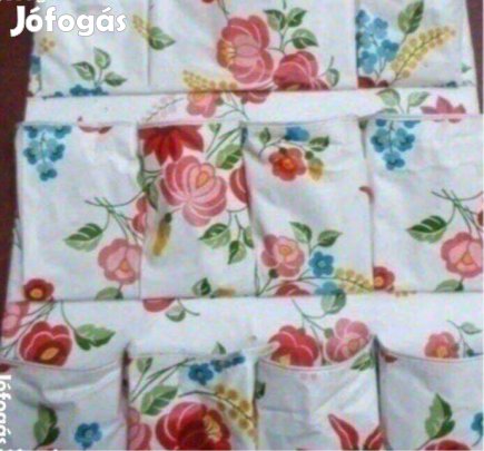 Retro viaszos vászon fali tároló Kalocsai minta