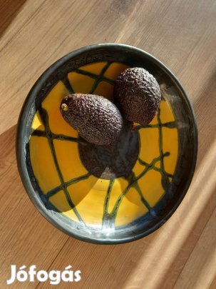 Retro vidám napsárga kerámia tál