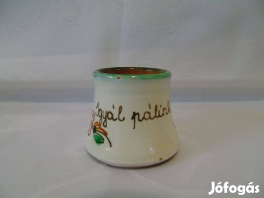 Retro vidéki kézműves kerámia pálinkás pohár dísztárgy