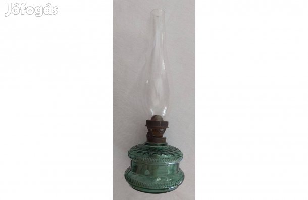 Retro vintage olajlámpa zöld üvegből