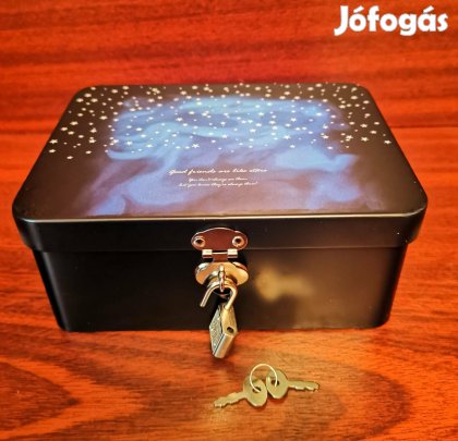 Retro zárható fém tárolódoboz lakattal csillagos mintás