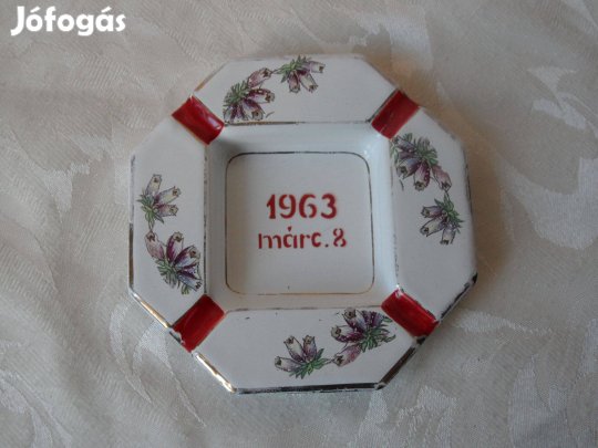 Retro zománc hamutartó, hamutál (1963 március 8 )