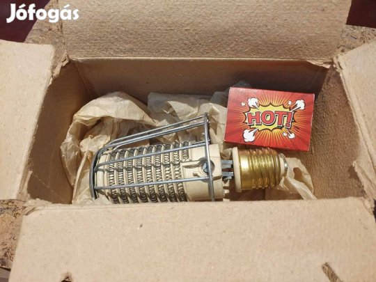 Retro zsírúj hősugárzó betét dobozában villanykörte izzó égő szocreál