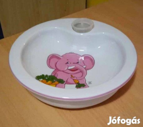 Reutter porcelán melegentartó tál, bájos elefánt figurával